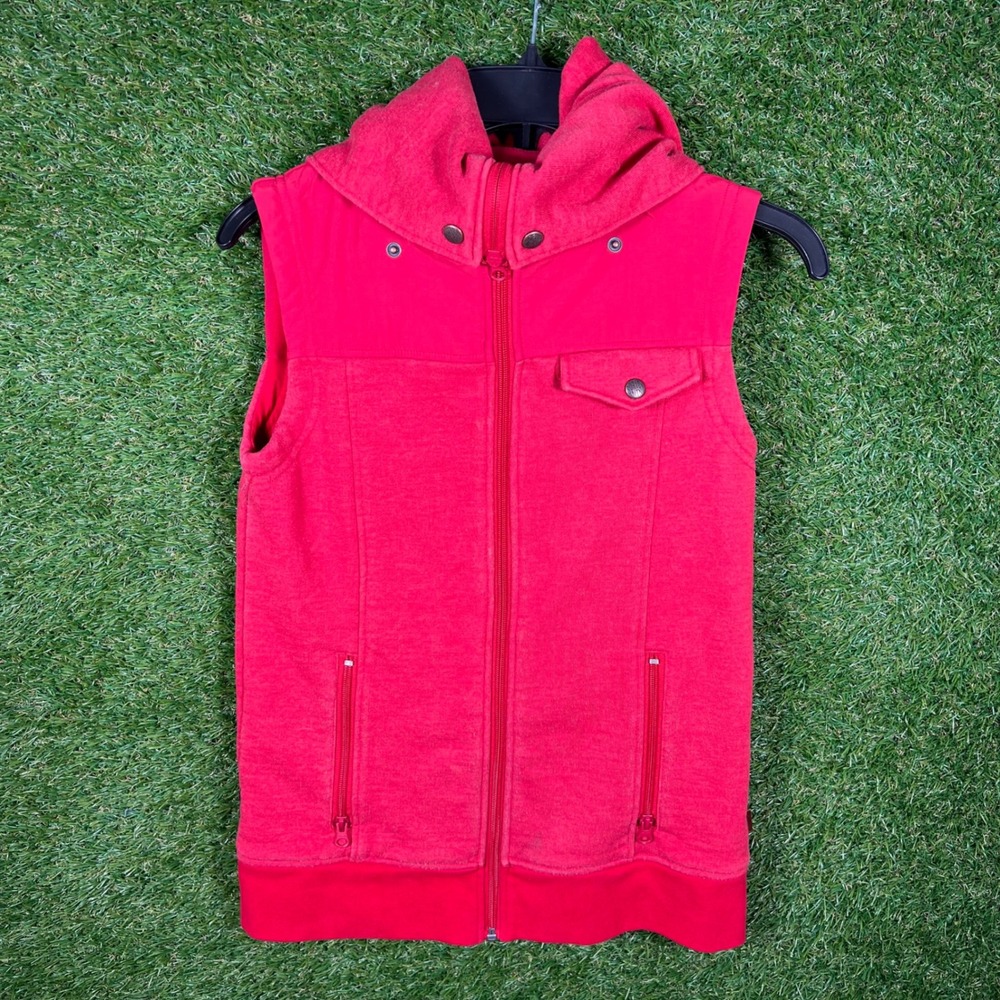 Burton Dryride Womens Small Red Full Zip Hooded Vest Sleeveless Jacket - Picture 1 of 5